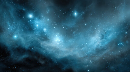 Distant galaxy cluster glowing with stars in outer space