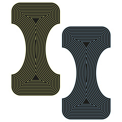 Abstract hourglass shapes. Concentric line contours. Geometric figure Vector. Colorful modern design.