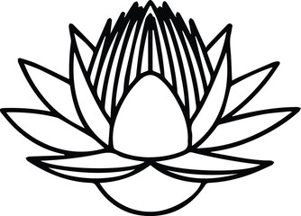 Minimalist hand drawn lotus flower outline icon vector