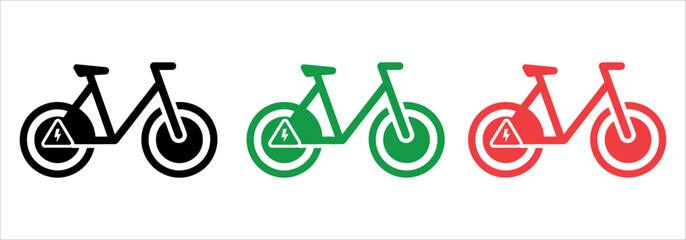 Vibrant electric bicycle icons promoting eco-friendly transportation solutions with a modern and minimalist design for sustainable urban mobility concepts.