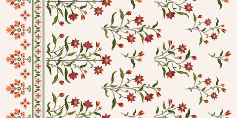 Vector Hand drawn colourful geometric flowers Motifs African boho paisley, seamless patterns with floral for fabric Ethnic Indian Pattern, textiles, clothing, wrapping paper, backdrop, banner.
