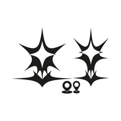 Abstract spike bursts. Sharp star forms. Dynamic element Vector. Minimal location icon
