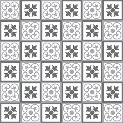 Seamless floral pattern. Vector grey and white background. Graphic modern pattern
