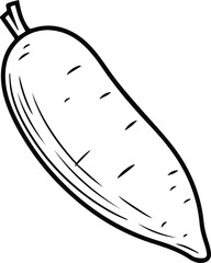 Minimalist hand drawn yam root outline icon vector
