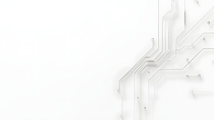 Minimalistic abstract circuit board lines on a clean monochrome background. High-clarity design with wide copyspace and no text or icons.