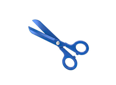 Blue Scissors Open Isolated On Black Background Simple Utensil For Cutting Objects