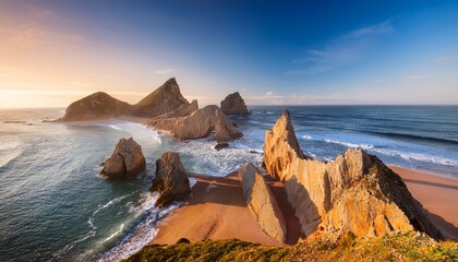Stunning Coastal Scenery With Sandy Shores And Unique Rock Structures