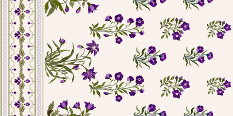 Vector Hand drawn colourful geometric flowers Motifs African boho paisley, seamless patterns with floral for fabric Ethnic Indian Pattern, textiles, clothing, wrapping paper, backdrop, banner.
