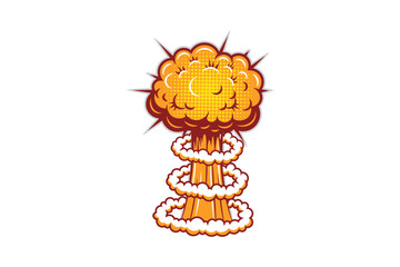 Cartoon explosion blast with fire and smoke.