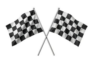 Fototapeta premium Checkered flags crossing, symbolizing racing competition, success, start, finish line, and achievement on transparent background