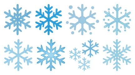 PNG Diverse blue snowflake designs, element set on transparent background