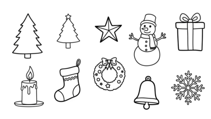 Christmas icons set isolated on transparent background 