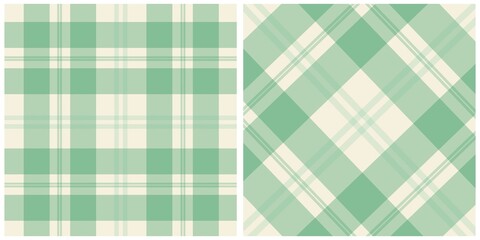Soft Green and Cream Plaid Checkered Textures Set