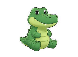 Obraz premium Cartoon Alligator Stuffed Toy Sitting Isolated on Transparent Background with Soft Lighting