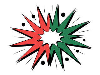 A comic book style explosion graphic with a blank space for text.