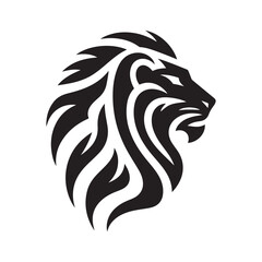 Obraz premium tribal warrior lion vector silhouette clip art logo design illustration. abstract warrior lion icon set collections