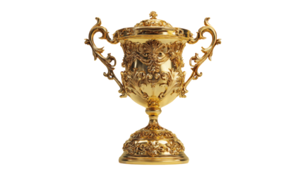 Ornate golden trophy cup symbolizing achievement and victory