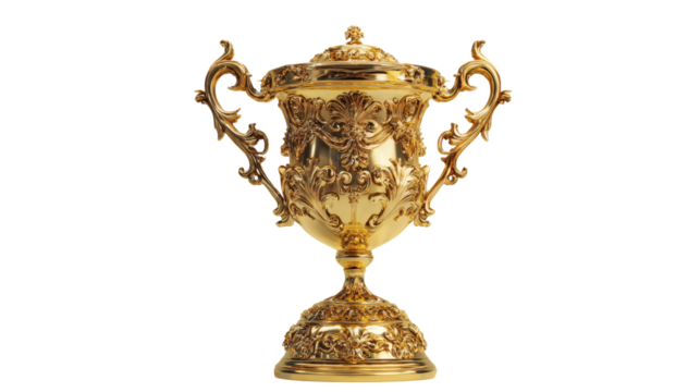 Ornate golden trophy cup symbolizing achievement and victory