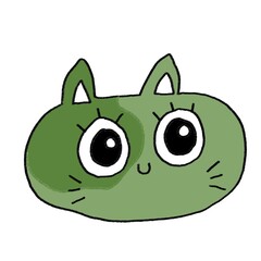 green cat with eyes
