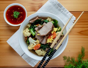 Delicious Asian Inspired Dish with Savory Meat and Vegetables