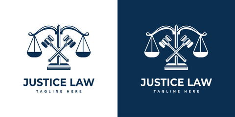 Justice Law Logo - Scales of Justice and Gavel Icon Design