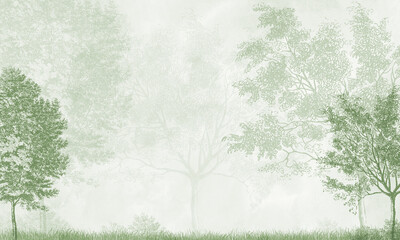 Naklejka premium Soft Watercolor Forest Background for Kids Room and Nursery Mockups