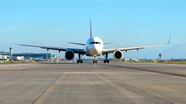 Commercial airplane on airport runway