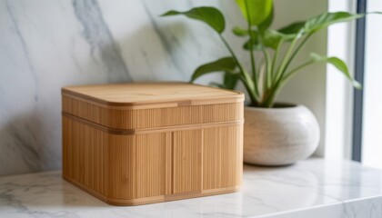 Stylish bamboo storage box adds natural warmth and organization to modern home decor today