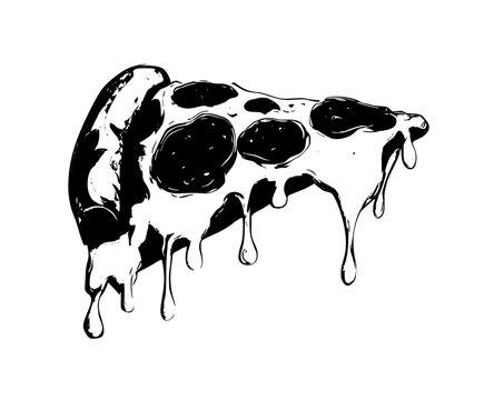 Melted Cheese Dripping Slice Pepperoni Pizza | Clean, isolated vector art for creative projects.