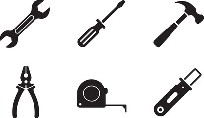 Professional wrench tool vector icon silhouette for repair construction and maintenance work symbol