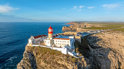 Aerial from the lighthouse Cabo Vicente at Sagres in Portugal