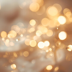 Soft bokeh lights in gold and pearl tones forming gentle glowing circles.