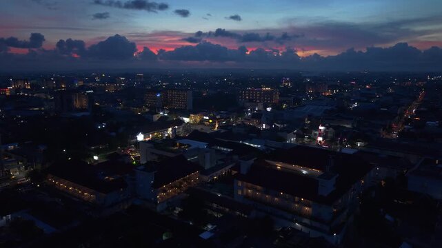 Aerial view of Tugu jogja landmark, Indonesia.