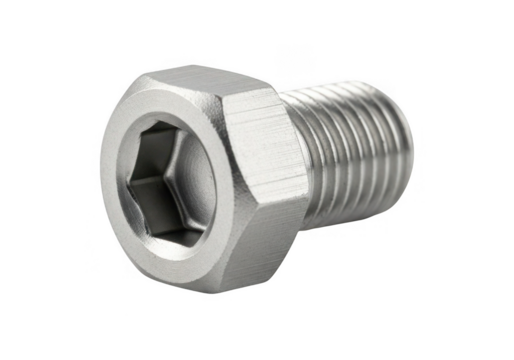 Hex socket bolt isolated on transparent background for machinery and construction use