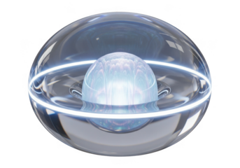 Abstract glowing orb with concentric rings isolated on transparent background science fiction technology backgrounds
