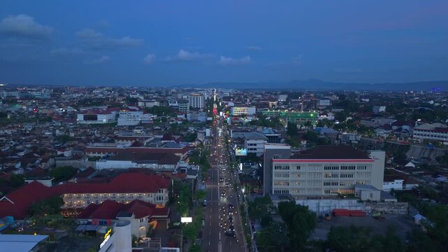 Aerial view of Tugu jogja street, Indonesia.
