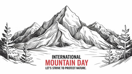 International mountain day: hand-drawn mountains protecting nature.