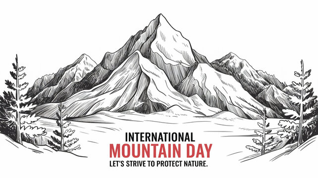 International mountain day: hand-drawn mountains protecting nature. - Powered by Adobe