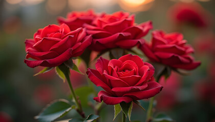 Naklejka premium AI Generated Red rose flower, a beautiful picture of pink colour flower plant A symbolisation of love