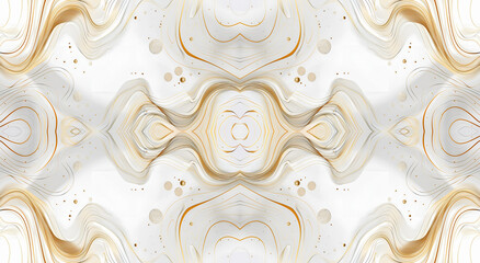 Symetryczne biało złote tło w stylu marmuru, delikatny abstrakcyjny wzór. © Henryk Guziak