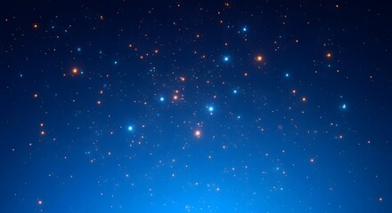 Abstract blue background with glowing particles and bokeh effect