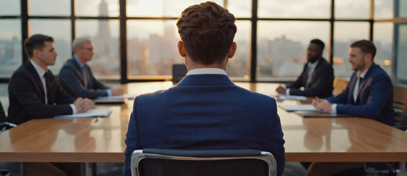 Strategic Vision: A decisive leader stands poised at the helm, commanding the attention of their peers as they strategize for future ventures.