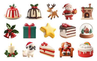 Fototapeta premium PNG Festive holiday icons collection, element set on transparent background