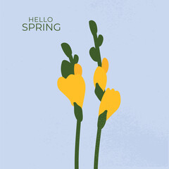 Spring season banner. Flower on light background. Vector illustration