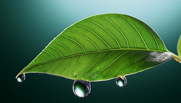 Green Leaf And Water Drops