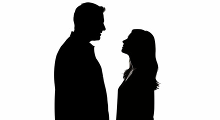 Black silhouette of a man and woman facing each other.