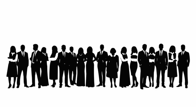 Diverse group of professionals standing together in a line. - Powered by Adobe