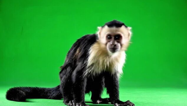 A little monkey on green screen