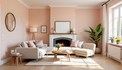 Fototapeta premium A modern living room with an open floor plan that allows for easy flow between spaces