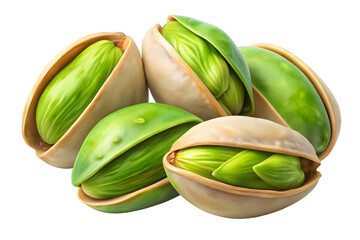 Group of Shelled Pistachios Showing Vibrant Green Kernels and Light Brown Shells